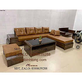 Bàn ghế tiếp khách gỗ sồi màu óc chó
