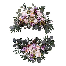 Rustic Wedding Arch Flowers Hanging Door Wreath Fake Flower Artificial Floral Swag Green Leaves for Fireplace Home Door Wedding Decor