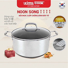 Nồi KIMS COOK Noon Song inox 3 lớp đáy từ nắp kính chống dính 2 mặt