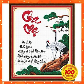 Tranh thêu chữ thập Cha mẹ - Phúc Lộc DLH-222328