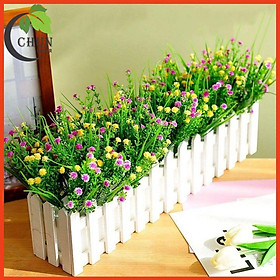 Mua Chậu hoa giả trang trí – Nhiều mẫu mã – Chậu hàng rào cắm sẵn cây giả  hoa lụa decor – Rộng 10 cm – Dài 50 cm – Cao từ 15 đến 30 cm