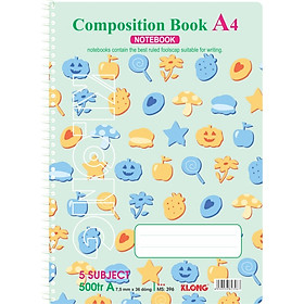 Sổ lò xo đơn A4 - 500 trang; Klong 396 xanh ngọc