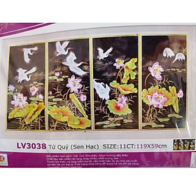 Mua Tranh thêu chữ thập Tứ Quý (Sen Hạc) LV3038 (119x59) chưa thêu