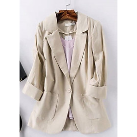 Áo Blazer Nữ Linen Tay Lỡ 5 Màu - Khaki - 2XL