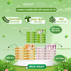 Combo10 gói khăn giấy ướt Agassi 20 tờ