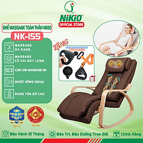 Ghế Massage Toàn Thân Nikio NK-155 - Kỹ Thuật Mát Xa Shiatsu Nhật Bản, Xoa Bóp Chuyên Sâu, Công Nghệ Rung Tần Số Cao Kết Hợp Nhiệt Hồng Ngoại Tân Tiến - Ghế Bập Bênh Thư Giãn, Giảm Stress Tại Nhà - Cải Thiện Sức Khỏe Và Chất Lượng Giấc Ngủ