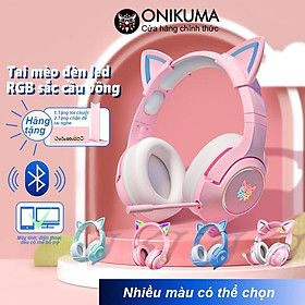 Tai nghe gaming chụp tai chơi game bluetooth tay mèo hồng ONIKUMA K9 có
