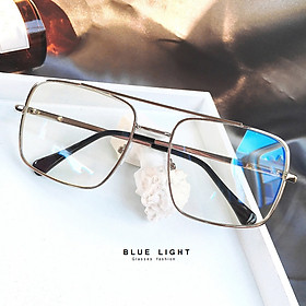 Kính Giả Cận, Gọng Kính Cận Nam Nữ Mắt Vuông To Gọng Bạc Hàn Quốc - BLUE LIGHT SHOP