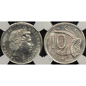 Đồng xu Úc 10 cent in hình Nữ hoàng Elizabeth II đã già