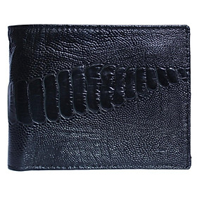 HP2451 - Bóp nam Huy Hoàng da đà điểu da chân 2 mặt da màu đen