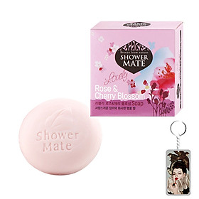 Xà bông tắm Showermate Rose & Cherry lưu hương Hàn Quốc 100g tặng thêm móc khóa