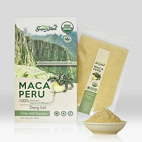 Bột Maca Hữu Cơ Hộp 200g - Nhập khẩu từ Peru (Bột Maca còn được gọi là Sâm Peru, tính dược liệu cao, hỗ trợ tốt cho chức năng sinh lý nam nữ)