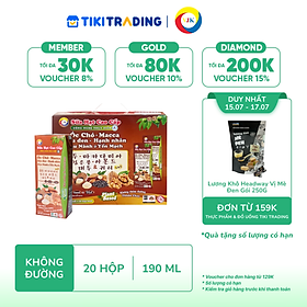 [15-17.07 QT Đơn 159K] Sữa hạt cao cấp Óc chó - Macca - Đậu Đen - Hạnh Nhân - Đậu Nành & Yến Mạch không thêm đường 190ml (20 hộp/Xách)