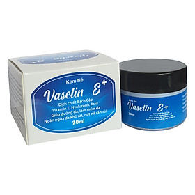 Kem dưỡng da chống nẻ Vaselin E+ . Tăng độ đàn hồi, giảm thiểu các nếp nhăn. Siêu giữ ẩm, tái tạo da. Dễ rửa trôi không bết dính. Hộp x 20ml