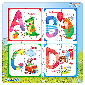 07 bộ tranh xếp hình 20 mảnh size 17x17cm – đồ chơi trí tuệ cho bé từ 2 tuổi – Combo The Alphabet