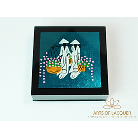 Mua Bộ Lót ly Sơn Mài cao cấp - Áo dài xanh dương - Arts Of Lacquer - 1 bộ