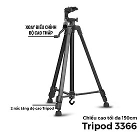 Mua Tripod - Chân Máy Ảnh/Điện Thoại 3366 - Tặng kèm kẹp gắn điện thoại