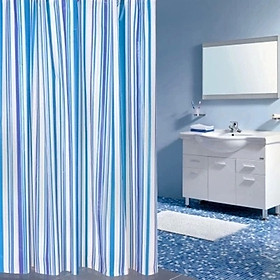 Rèm phòng tắm chống nước 1.8m*1.8m có sẵn móc SỌC KẺ NHỎ XANH DƯƠNG