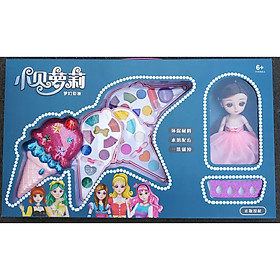 Bộ đồ chơi phụ kiện set trang điểm, make up thật hộp xoay 4 tầng cho búp bê