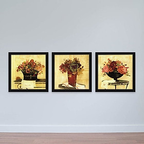 Mua Bộ 3 tranh treo khách sạn  Nét đẹp của hoa  | Tranh khách sạn W2275 Canvas có viền