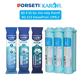 Bộ 10 lõi lọc nước Karofi bộ lõi lọc thô 123 SmaxPro V, màng RO 100 Hàn và bộ hiệu suất HP6.2 dành cho máy lọc nước Karofi model KAQ-X16 - Hàng chính hãng