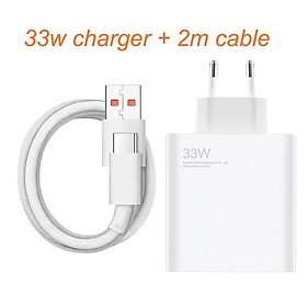 Bộ Sạc Nhanh Xiaomi 33W EU Turbo Charge 2M Type C Cable Cho Mi 10/5G/10i 5G/10s/10 Ultra/10 Pro 5G/10T 5G/10T Pro 5G Màu sắc: EU Sạc và 2m