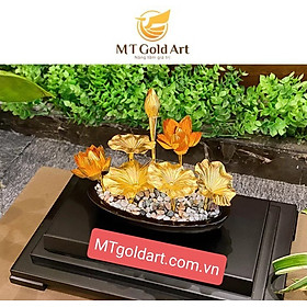 Chậu hoa sen dát vàng (24.5×15.5x19cm) MT Gold Art- Hàng chính hãng, trang trí nhà cửa, quà tặng dành cho sếp, đối tác, khách hàng.