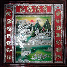 Mua TRANH CỬU HUYỀN THẤT TỔ - LIỄN THỜ SƠN MÀI TRUYỀN THỐNG - CÂY ĐA BẾN NƯỚC - CÂU ĐỐI KHẢM TRAI VÀNG - ĐẸP HÀI HÒA- KÍCH THƯỚC 126X126CM