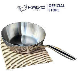 Chảo inox trơn sâu lòng thân đáy liền 3 lớp Tri-Ply Kaiyo, size 24cm