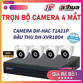 Mua Trọn bộ 4 camera DH-HAC-T1A21P Đầu thu 4 cổng XVR1B04 đầy đủ phụ kiện  Hàng chính hãng