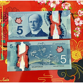 Mua 01 Tờ Tiền Canada 5 Dollar bằng polyme xưa sưu tầm  mới 100% UNC - kèm bao lì xì
