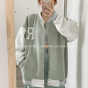 Áo Khoác Bomber R NQ30 Nỉ Bông Nam Nữ Form Rộng Nút Bấm Ullang Unisex