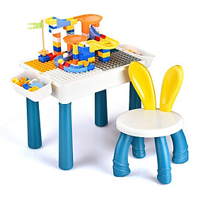 Đồ chơi lắp ghép cho bé trai và bé gái thỏa sức sáng tạo kèm bộ bàn ghế nhiều chức năng: làm bàn học, bàn xếp hình, bàn chơi xúc cát, câu cá....