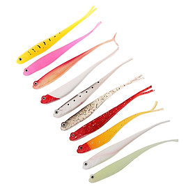 Set of 10 Soft Plastic Fishing Lure Swim Bait  Artificial Fish Lure Micro Jig Head Hook Mixed Color