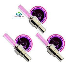 Bộ 3 Đèn LED gắn van đổi màu cho bánh xe máy ô tô 206131 3C(Hồng)
