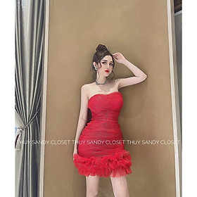 Đầm váy body bèo lai cúp ngực phối kim tuyến đa dạng màu sắc thích hợp cho nàng dạo phố, dự tiệc