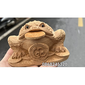 Mua Tượng cóc thiềm thừ cầu tài  cầu lộc bằng gỗ ngọc am thơm phức kt 15×12×9cm  kt