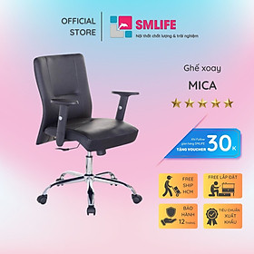 Ghế xoay văn phòng lưng trung rời bọc da SMLIFE Mica