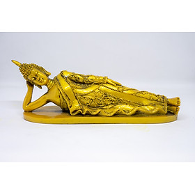 Tượng Phật Thái Lan nằm bằng đá sơn vàng dài 20cm