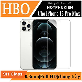 Miếng dán kính cường lực iPhone 12 Pro Max (6.7 inch) hiệu HOTCASE HBO (độ cứng 9H, mỏng 0.3mm, hạn chế bám vân tay) - hàng nhập khẩu