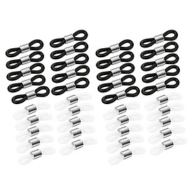 40pcs Chain Strap Holders Rubber Loop Ends Eye Glasses Spectacle Black White