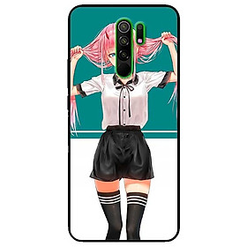 Ốp lưng dành cho Xiaomi Redmi 9 mẫu Cô Gái Anime Tóc Hồng