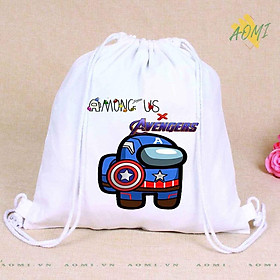 BALO MINI among us avengers AOMIVN DÂY RÚT ĐEO VAI 33x38cm NHỎ XINH UNISEX CHẤT CANVAS CUTE TIỆN ÍCH DU LỊCH DẠO PHỐ