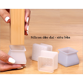 Mua Miếng bọc chân ghế hình vuông - Lót chân bàn bằng silicone dẻo  chống trượt  chống xước sàn phù hợp với mọi loại bàn ghế
