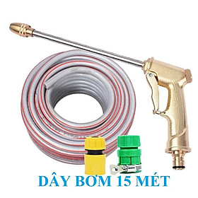 Mua Bộ dây vòi xịt nước rửa xe  tưới cây . tăng áp 3 lần  loại 15m 206701-3 đầu đồng  cút nối vàng