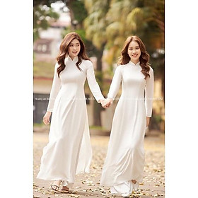 Áo dài trắng Lụa Mỹ cao cấp 2 tà bao đẹp