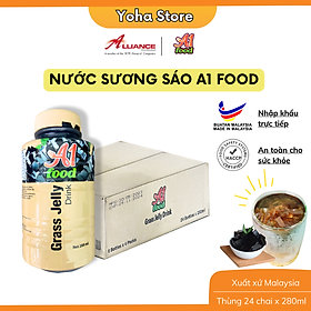 Hình ảnh Thùng 24 chai thức uống sương sáo thanh mát kèm thạch A1 Food Grass Jelly Drink 280ml - Nhập khẩu Malaysia