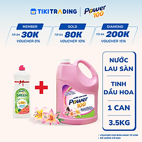 Nước Lau Sàn POWER100 Tinh Dầu Hoa Thiên Nhiên 3.5KG