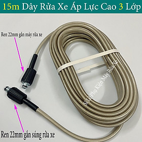 Mua 15m Dây Rửa Xe Áp Lực Cao 3 Lớp Lõi cao cấp cho máy rửa xe cao áp  máy xịt rửa  máy rửa xe gia đình Ren 22mm