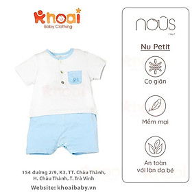 Bộ body cộc Nous petit xanh trơn - Chất liệu Nu Petit 95% cotton thiên nhiên